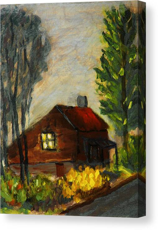 House Canvas Print featuring the painting Getting Home at Twilight by Michael Daniels