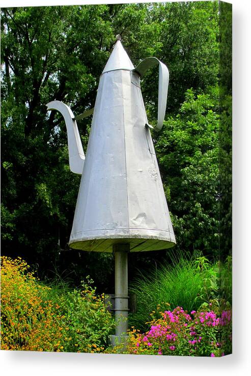 Old Salem Canvas Print featuring the photograph Giant Coffee Pot In Old Salem by Randall Weidner