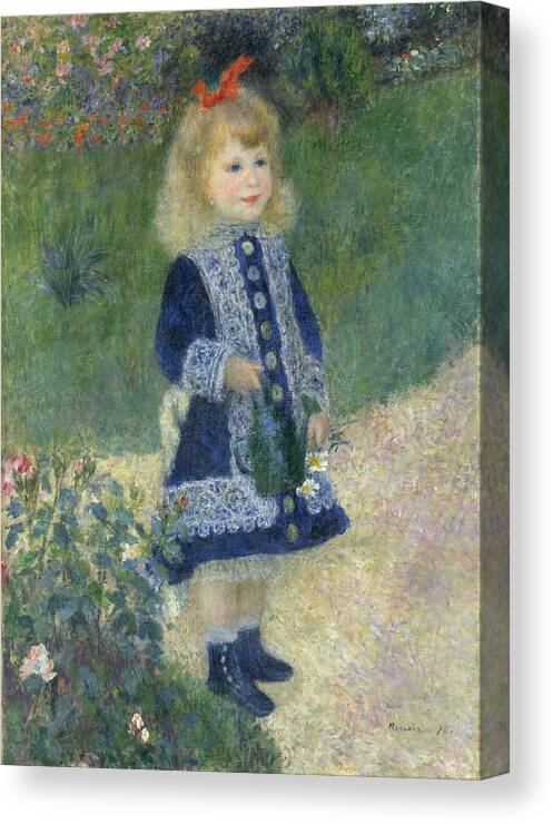 Auguste Renoir Canvas Print featuring the painting Girl With A Watering Can by Auguste Renoir