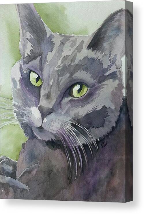 Grey Cat Canvas Print featuring the painting Girlfriend by Michal Madison
