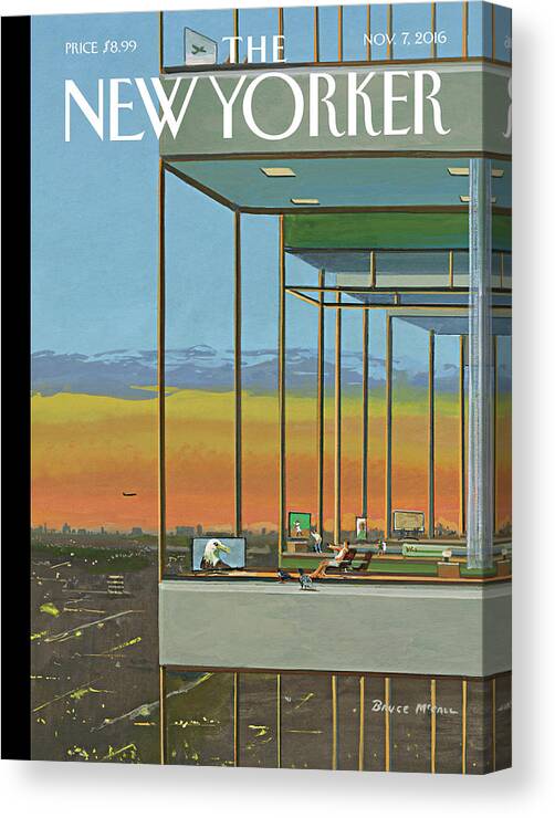 Television Canvas Print featuring the painting Glass Houses by Bruce McCall