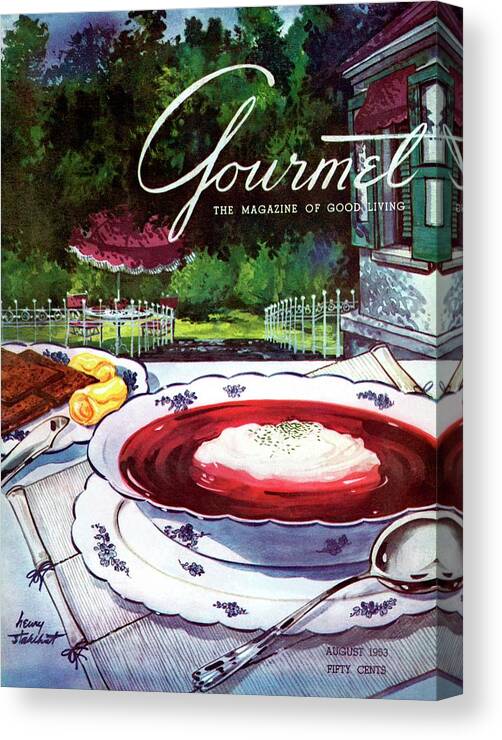 Illustration Canvas Print featuring the photograph Gourmet Cover Featuring A Bowl Of Borsch by Henry Stahlhut