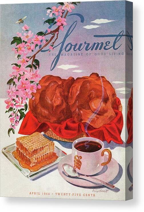 Food Canvas Print featuring the photograph Gourmet Cover Illustration Of A Basket Of Popovers by Henry Stahlhut