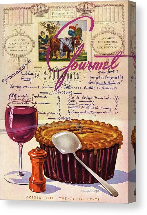 Food Canvas Print featuring the photograph Gourmet Cover Illustration Of Deep Dish Pie by Henry Stahlhut