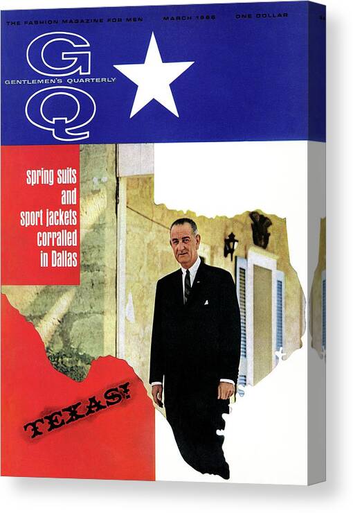 Fashion Canvas Print featuring the photograph Gq Cover Of President Lyndon B. Johnson by Leonard Nones