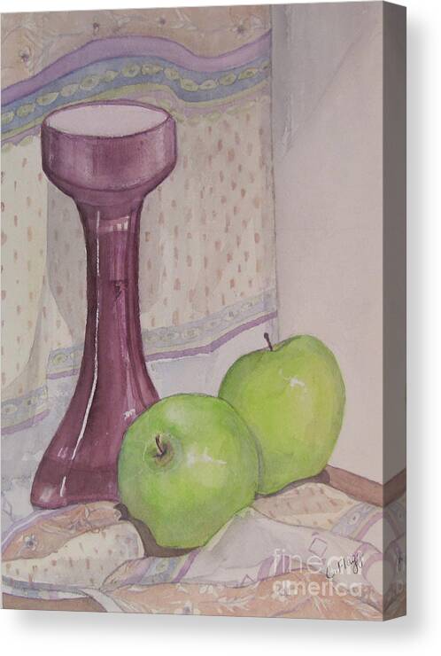 Still Life Canvas Print featuring the painting Green Apples by Carol Flagg