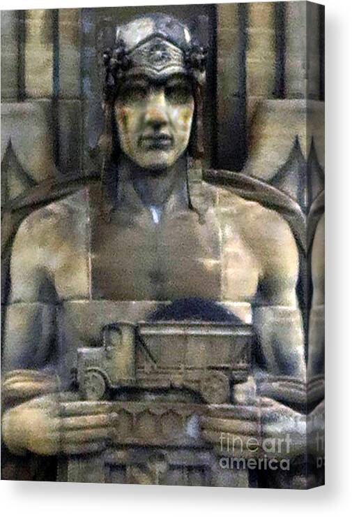 Statue Canvas Print featuring the photograph Guardian of Traffic by Patricia Januszkiewicz
