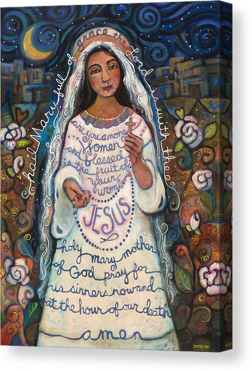 Jen Norton Canvas Print featuring the painting Hail Mary by Jen Norton