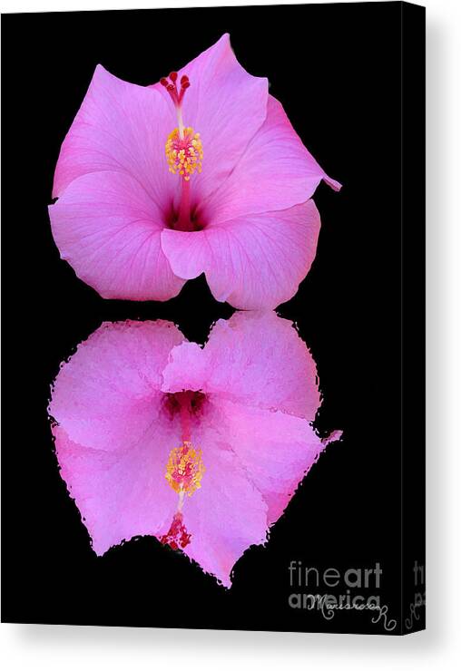 Flora Canvas Print featuring the digital art Hibiscus and Reflection by Mariarosa Rockefeller