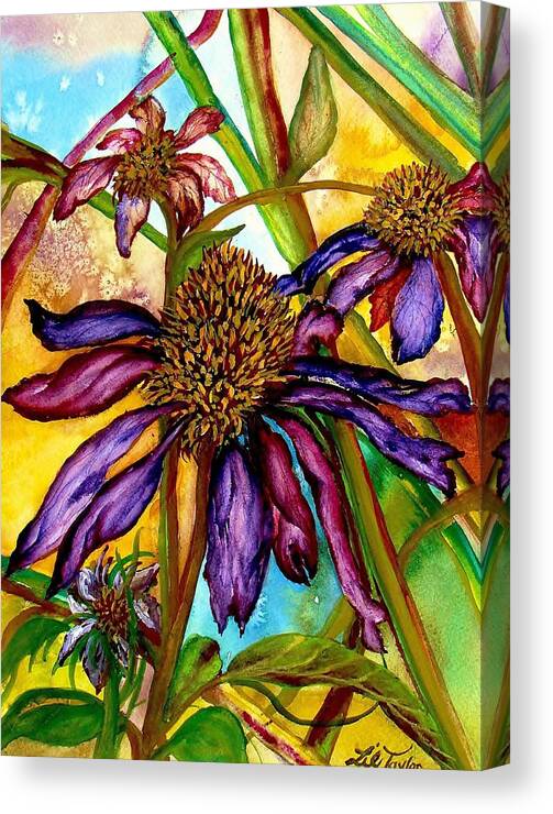 Coneflowers Canvas Print featuring the painting Holding On to Summer SOLD by Lil Taylor