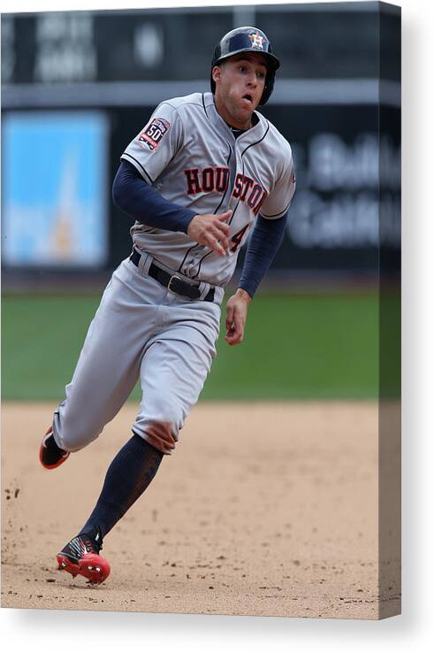 People Canvas Print featuring the photograph Houston Astros V. Oakland Athletics by Brad Mangin