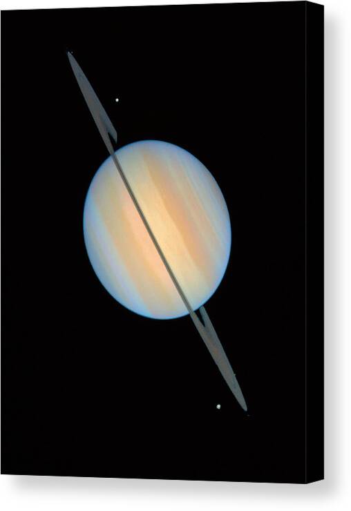 Saturn Canvas Print featuring the photograph Hubble Image Of Saturn by Nasaesastscie.karkoschka, U.arizona