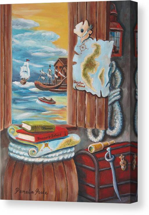 Treasure Canvas Print featuring the painting Hunt for Treasure Island by Pamela Poole