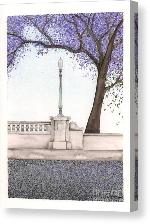 Jacaranda Canvas Print featuring the painting Hyperion Bridge by Hilda Wagner