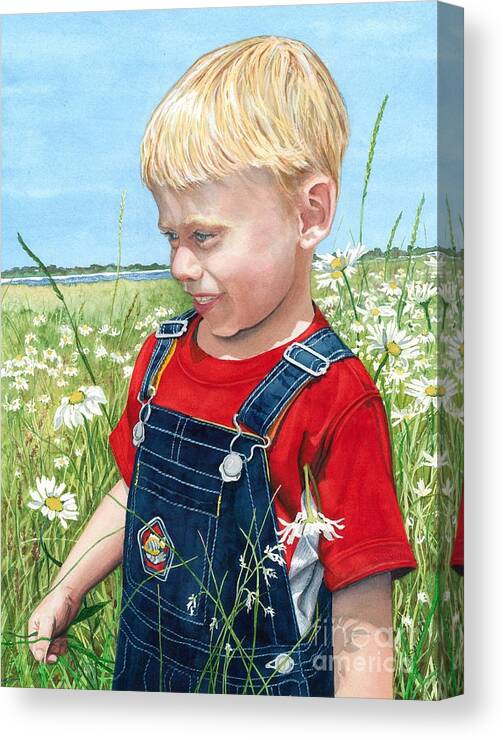 Child Canvas Print featuring the painting Ian's Field of Dreams by Barbara Jewell