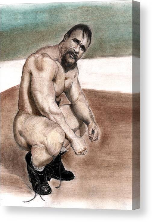 Fighter Canvas Print featuring the drawing Il Pugile by Mon Graffito