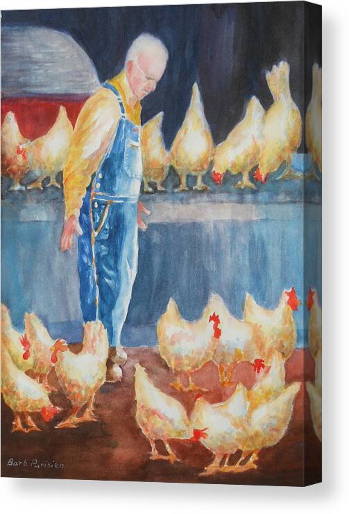  Chickens Canvas Print featuring the painting In Awe by Barbara Parisien