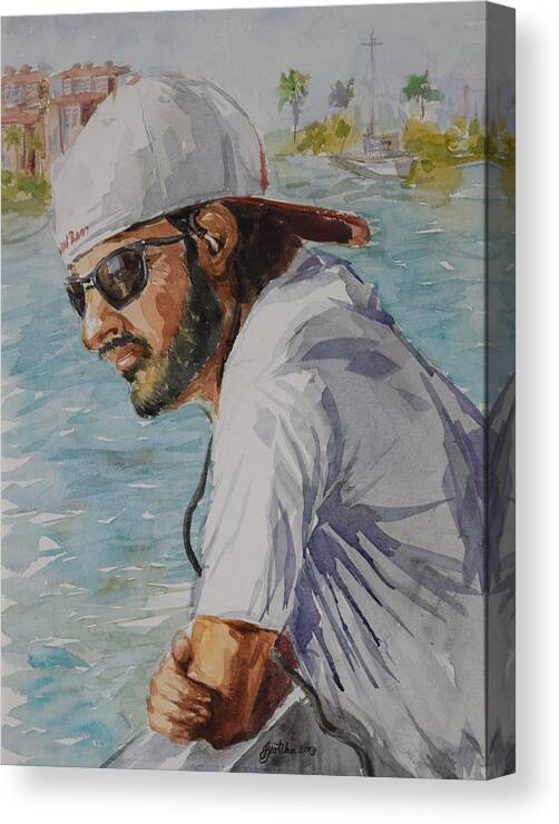 On The Boat Canvas Print featuring the painting In Tuned by Jyotika Shroff