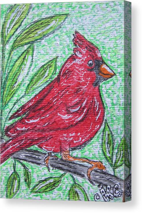Indiana Canvas Print featuring the painting Indiana Cardinal Redbird by Kathy Marrs Chandler
