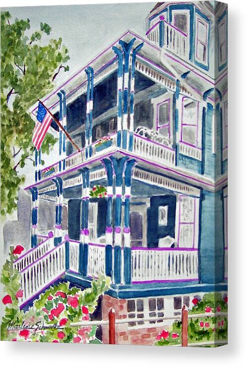 Cape May Canvas Print featuring the painting Jackson Street Inn of Cape May by Marlene Schwartz Massey