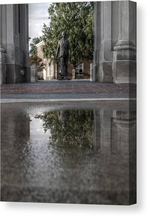 James Meredith Canvas Print featuring the photograph James Meredith Statue Reflection by Joshua House