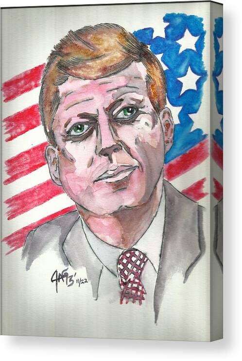 1963 Canvas Print featuring the painting JFK by The GYPSY