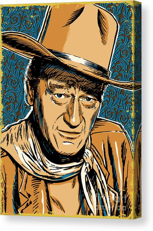 Western Canvas Print featuring the digital art John Wayne Pop Art by Jim Zahniser