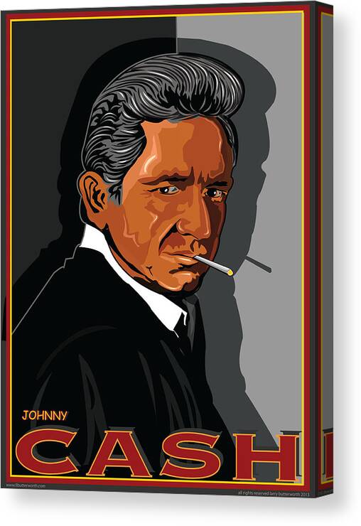 Johnny Cash Canvas Print featuring the digital art Johnny Cash American Country Music Icon by Larry Butterworth