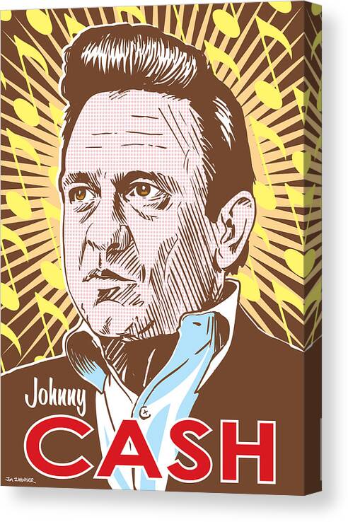 Outlaw Canvas Print featuring the digital art Johnny Cash Pop Art by Jim Zahniser