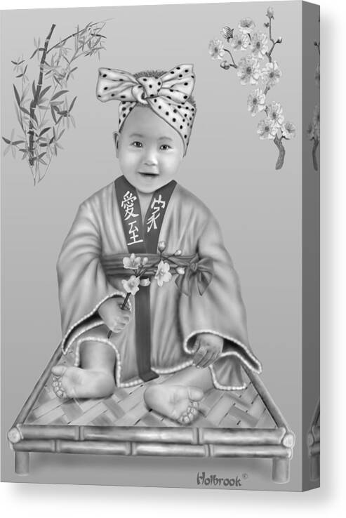 Graphite Pencil Canvas Print featuring the digital art JOY by Glenn Holbrook