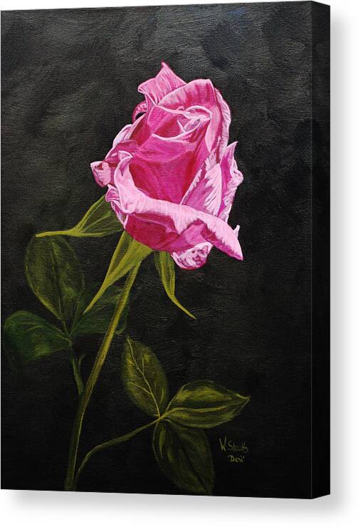 Rose Canvas Print featuring the painting Kiss of the Morning Sun by Wendy Shoults