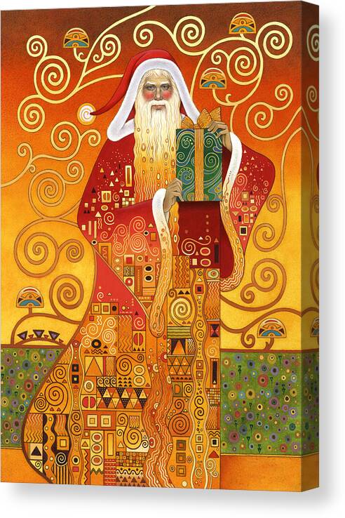 Carol Lawson Canvas Print featuring the painting Klimt Santa by Carol Lawson