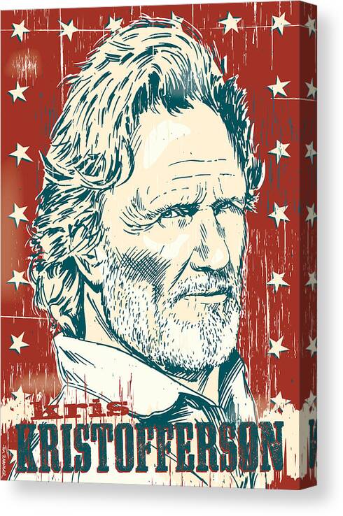 Outlaw Canvas Print featuring the digital art Kris Kristofferson Pop Art by Jim Zahniser