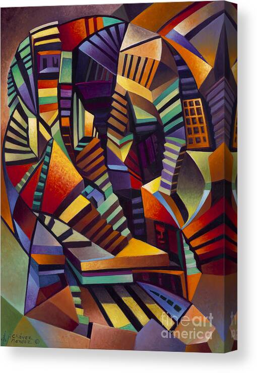 Abstract Canvas Print featuring the painting Labrynth I by Ricardo Chavez-Mendez