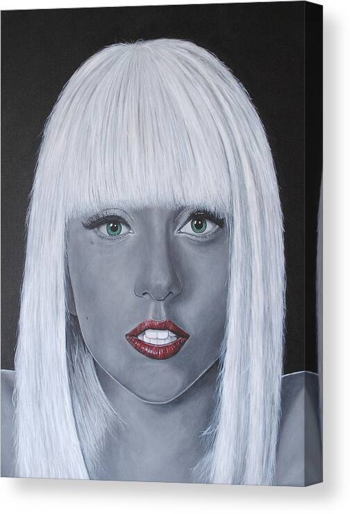 Lady Gaga Canvas Print featuring the painting Lady Gaga 'Poker Face' by David Dunne
