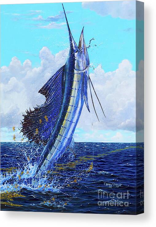 Sailfish Canvas Print featuring the painting Leap of Freedom Off0048 by Carey Chen