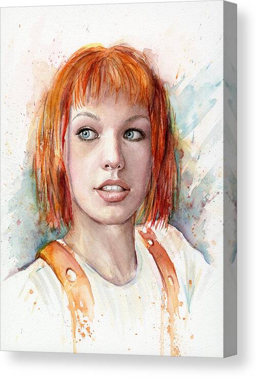 The Fifth Element Canvas Print featuring the painting Leeloo by Olga Shvartsur