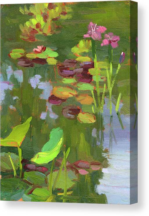 Lily Pond Canvas Print featuring the painting Lily Pond by Diane McClary