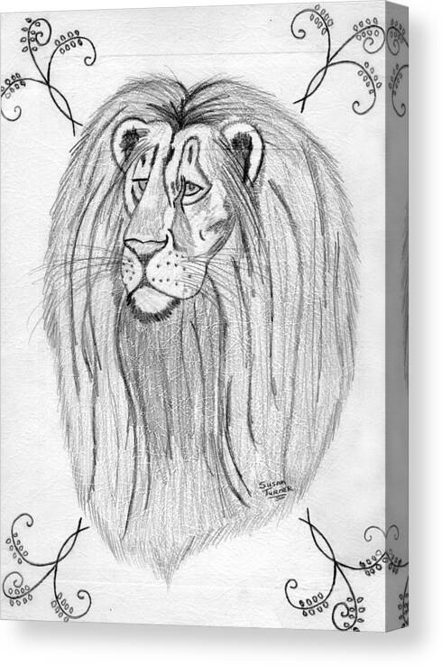 Lion Pencil Canvas Print featuring the drawing Lion by Susan Turner Soulis