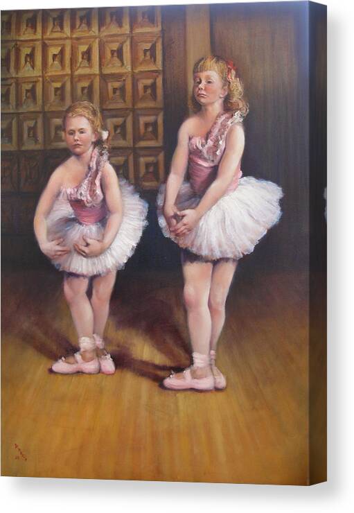 Realism Canvas Print featuring the painting Little Ballerinas by Donelli DiMaria