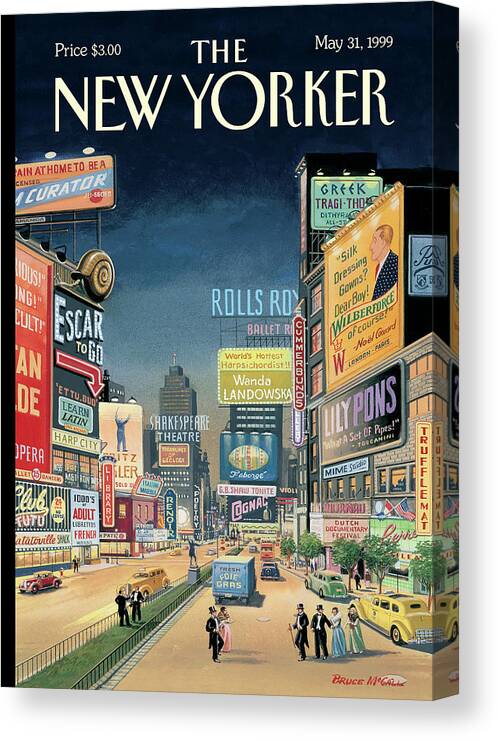Times Square Canvas Print featuring the painting Lost Times Square by Bruce McCall