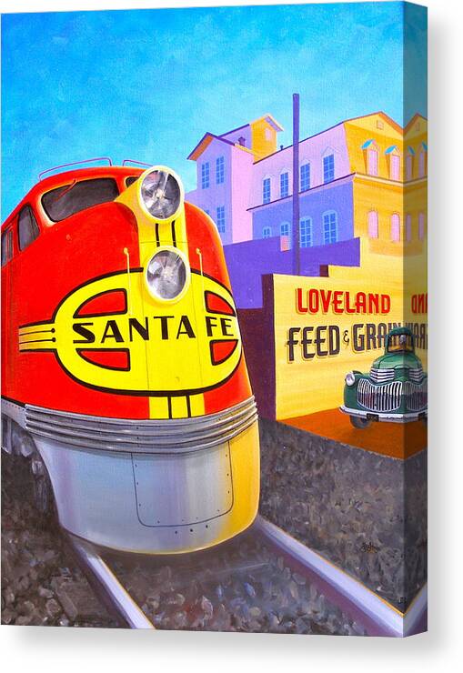 Loveland Canvas Print featuring the painting Loveland's Feed and Grain by Alan Johnson