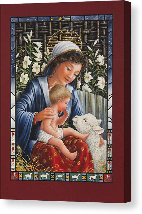Madonna And Child Canvas Print featuring the painting Madonna of the Lilies by Lynn Bywaters