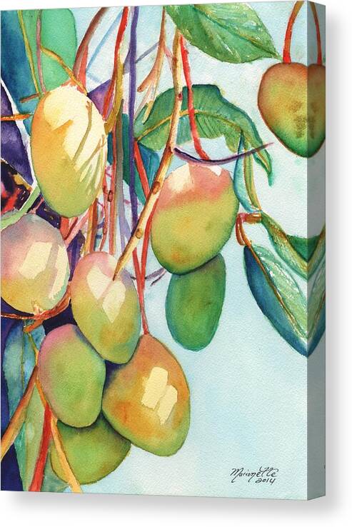 Mango Canvas Print featuring the painting Mangoes by Marionette Taboniar