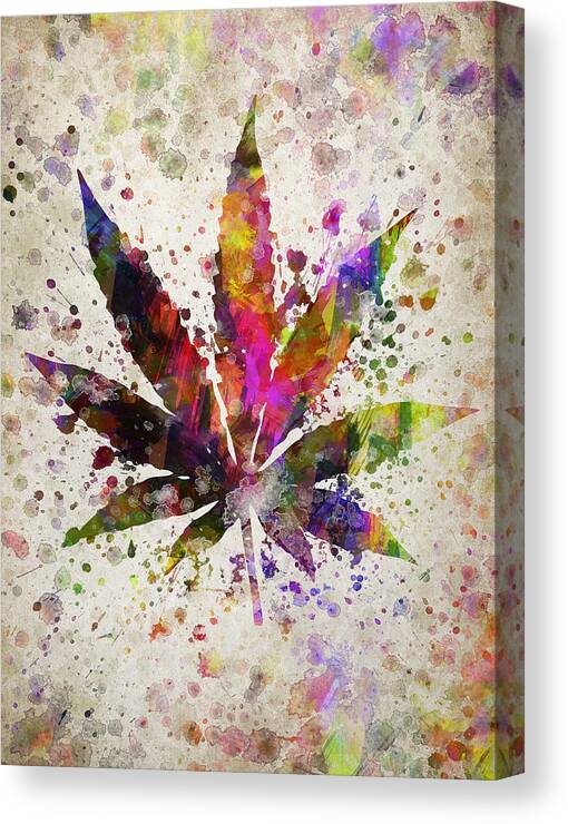 Marijuana Canvas Print featuring the digital art Marijuana Leaf in Color by Aged Pixel