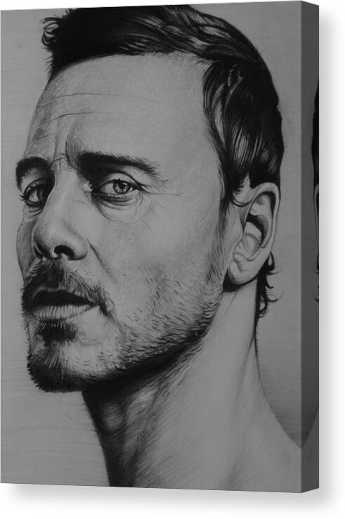 Michael Fassbender Prometheus Actor X-men First Class Canvas Print featuring the drawing Michael Fassbender by Steve Hunter