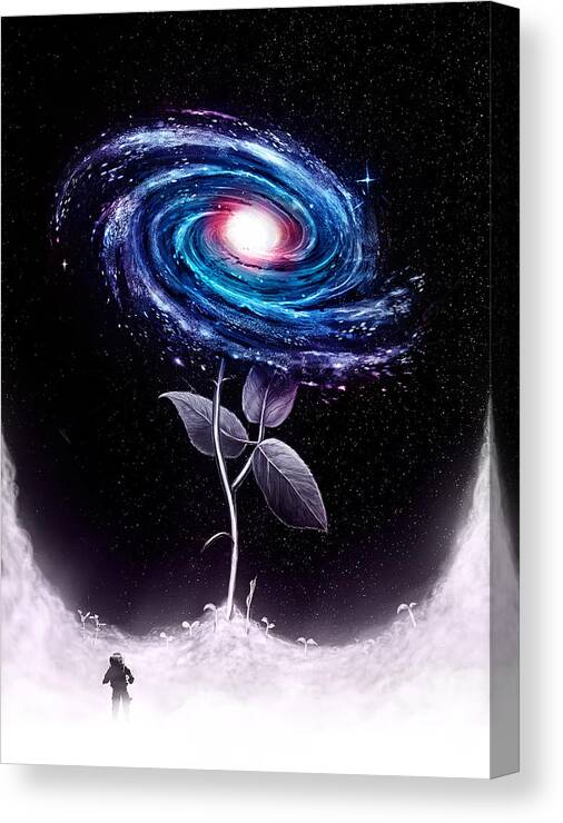 Galaxy Canvas Print featuring the digital art My Little Flower by Nicebleed 