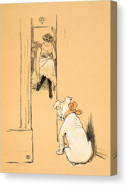 Dog Canvas Print featuring the painting My Mistress Dressing by Cecil Charles Windsor Aldin