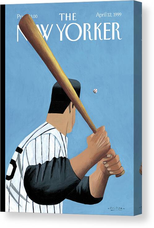 Opening Day Canvas Print featuring the painting New Yorker April 12th, 1999 by Mark Ulriksen
