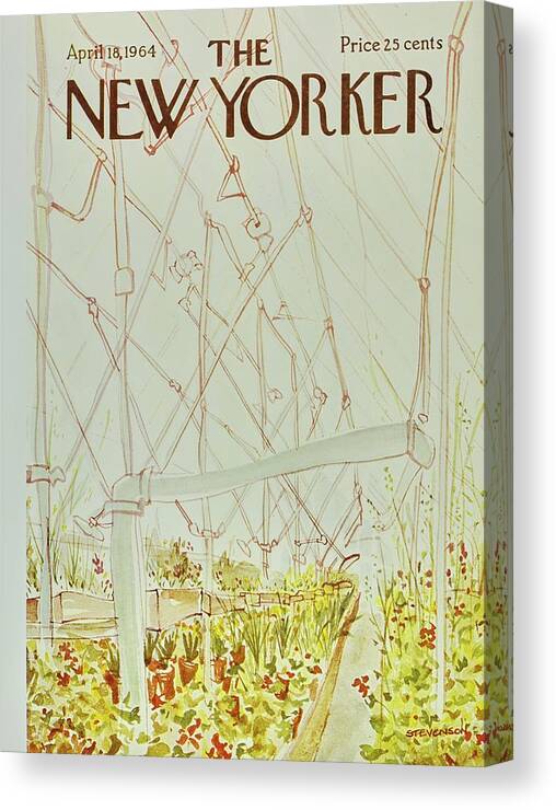 Illustration Canvas Print featuring the painting New Yorker April 18th 1964 by James Stevenson
